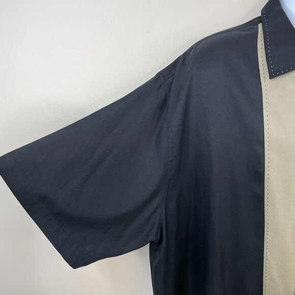 Nat Nast Shirt Mens XL Black Beige Silk Camp American Fit Sopranos Embroidered - Picture 7 of 15